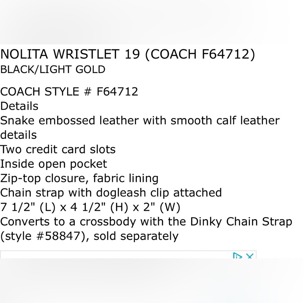 Never Used Coach Nolita Wristlet. Snake Embroidered Leather - Picture 8 of 8